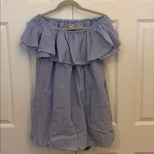 Off the Shoulder Blue and White Tunic